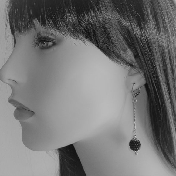 Long Beaded Earrings Black & Gold Bar Stick Set Pair Dangle Drop Elegant 6980 - Picture 8 of 10